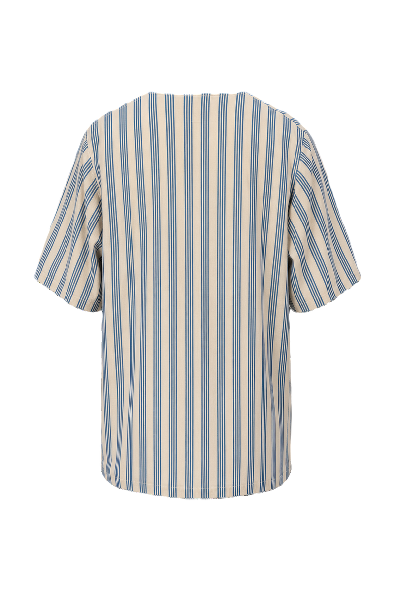 1950s Cream Blue Cotton Blend Shirt - Back View