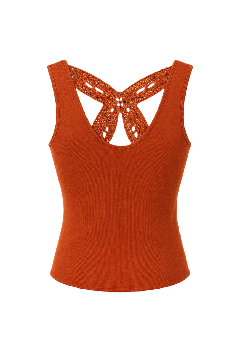 1990s Orange Cotton Tank Top - Back View