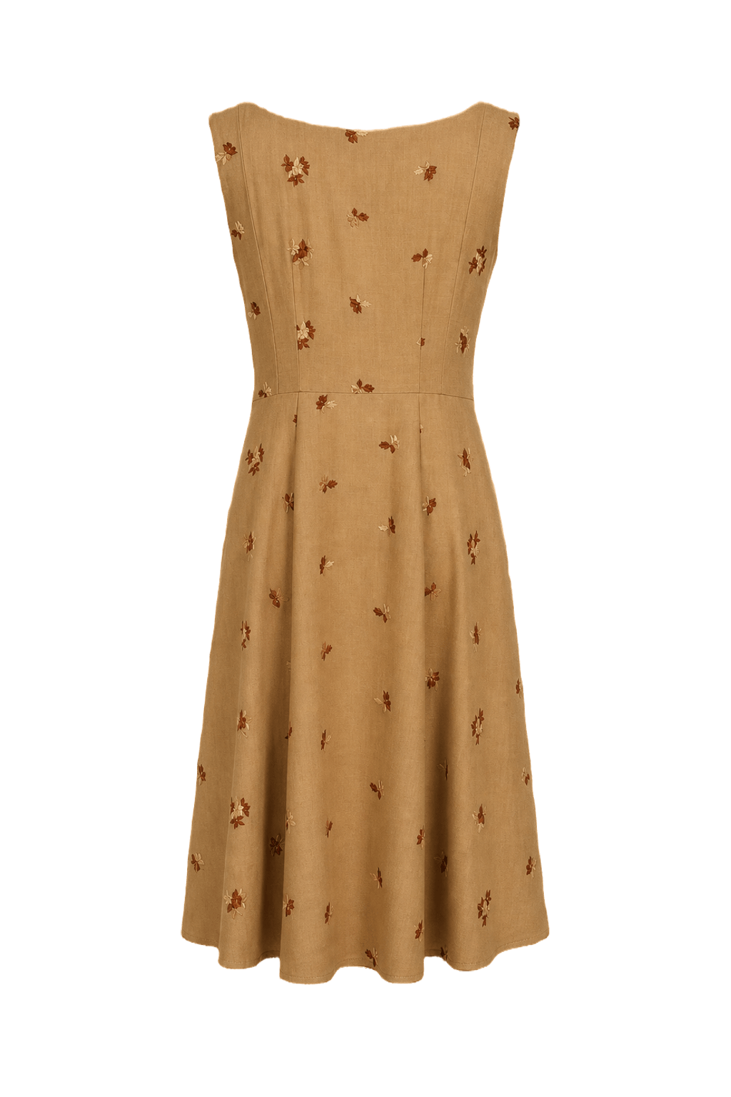1960s Light Brown Linen Dress - Back View