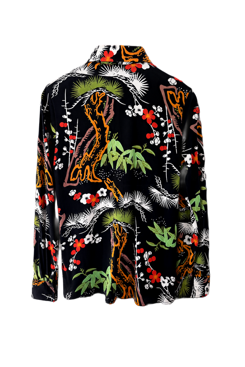 1970s Black Cotton Blend Shirt - Back View