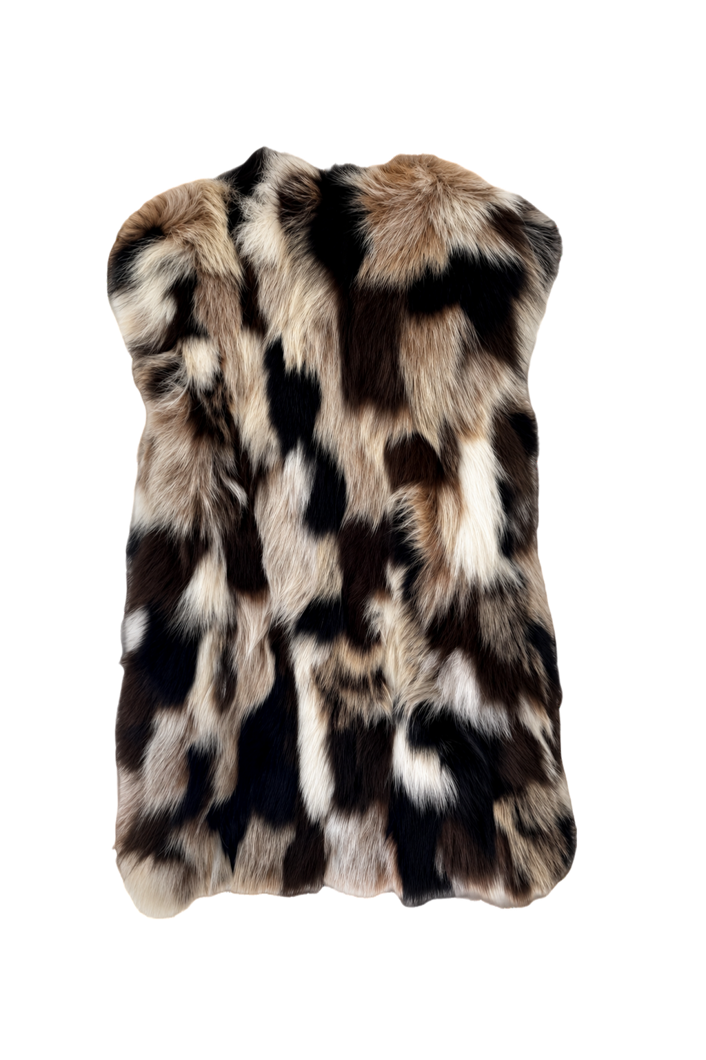 1990s Multicolor Fur Vest - Back View