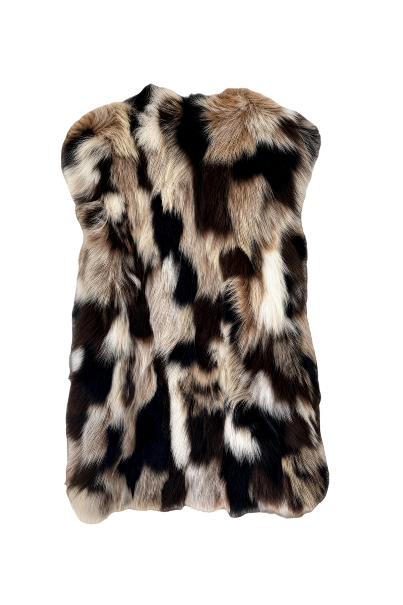 1990s Multicolor Fur Vest - Back View