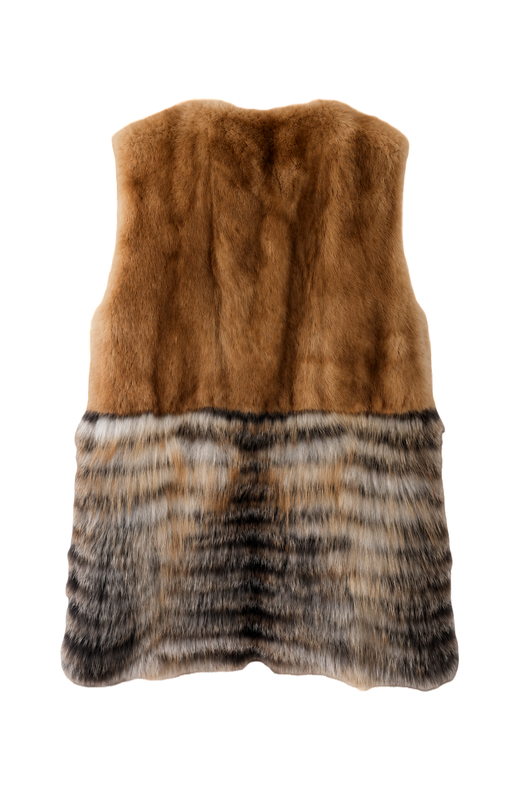 1990s Tan Fur Vest - Back View