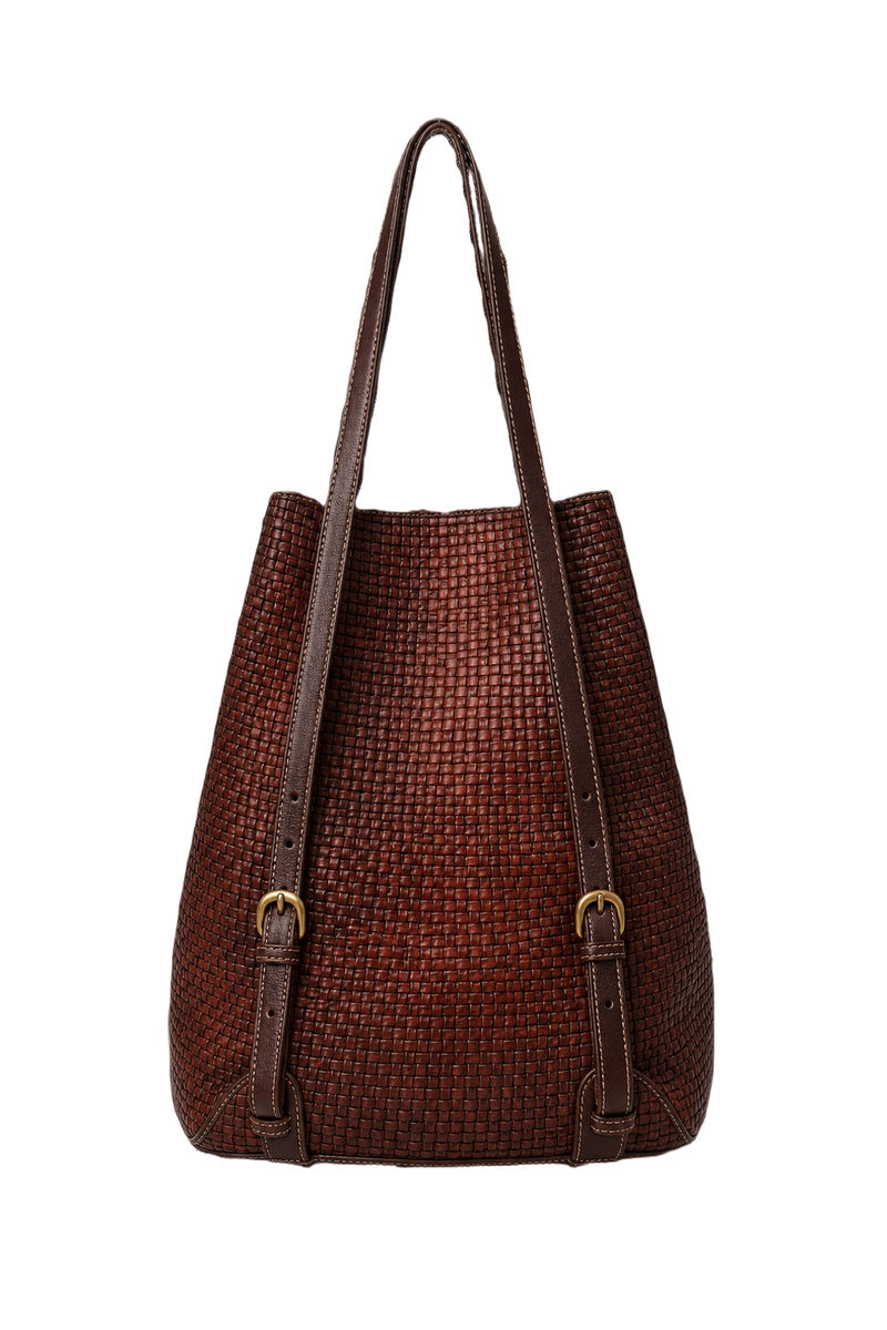 1980s Brown Leather Bag - Back View