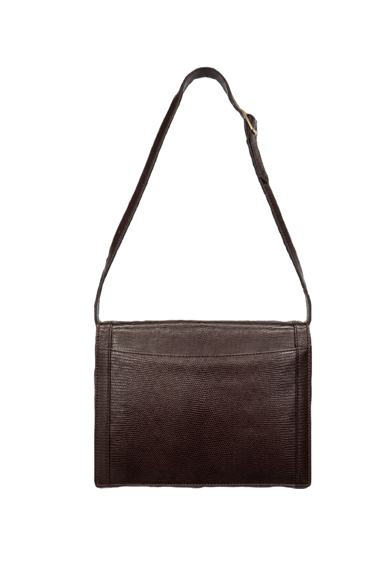 1990s Dark Brown Leather Bag - Back View