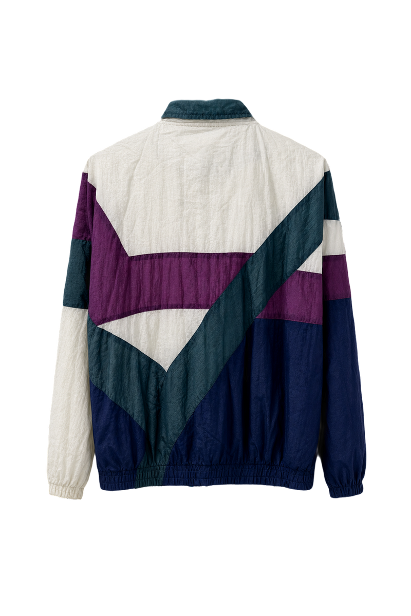 1990s White Purple Nylon Jacket - Back View