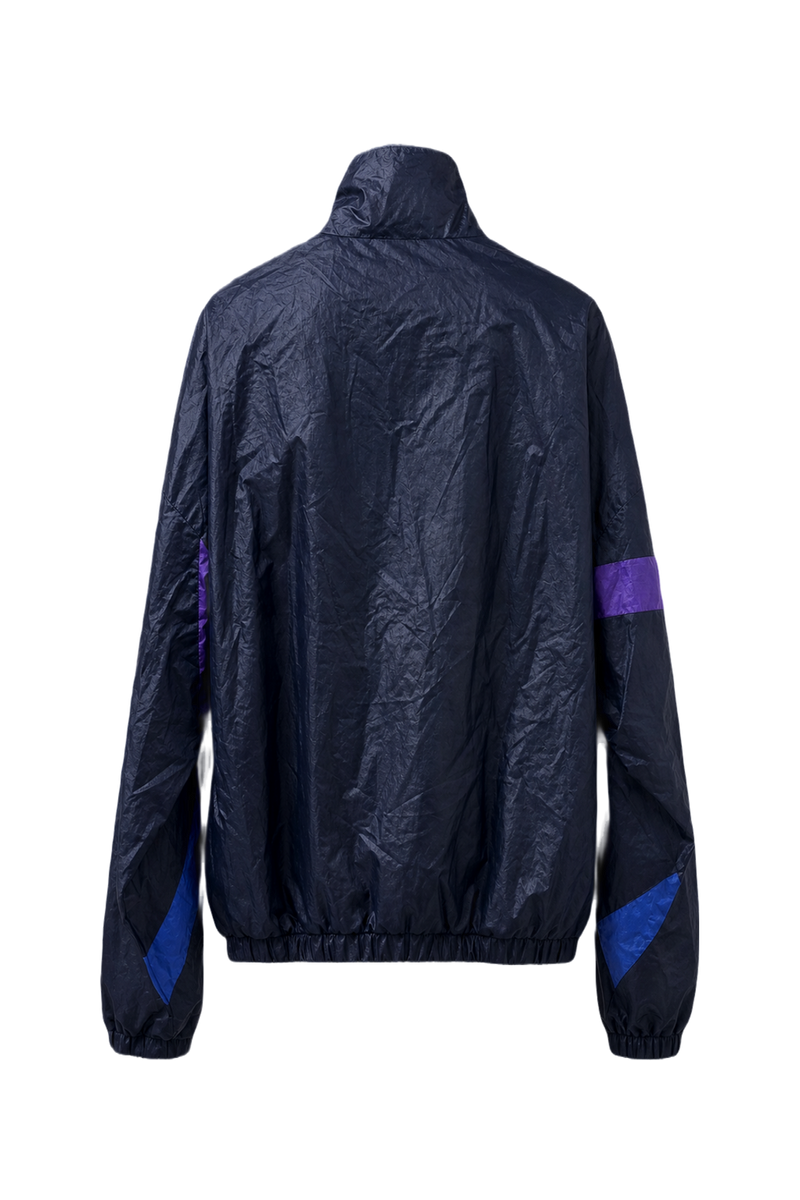 1990s Black Nylon Color-Block Jacket - Back View