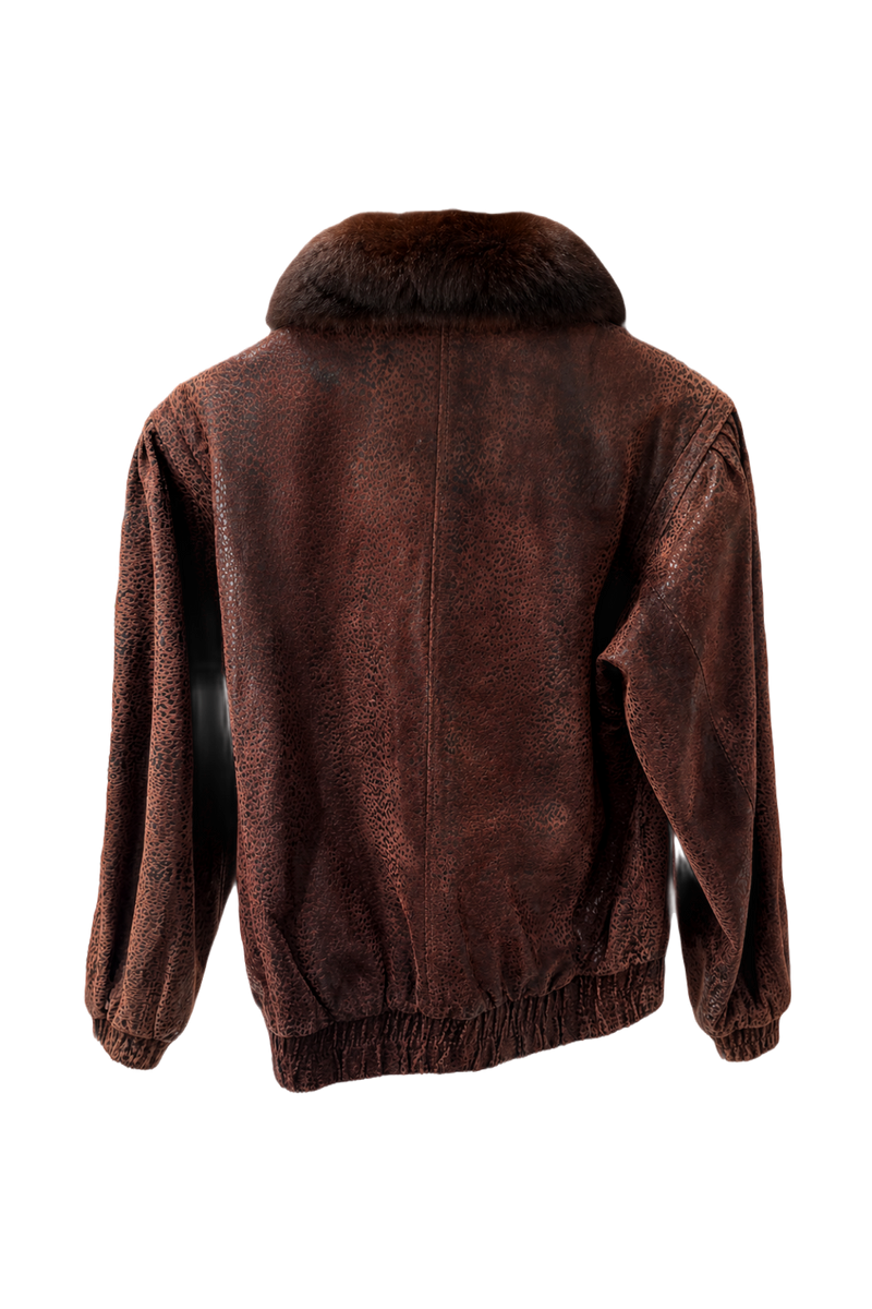 1990s Dark Brown Suede Jacket - Back View