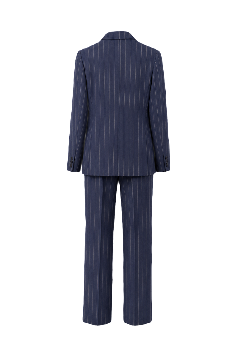 1990s Navy Blue Wool Blend Blazer + Trousers - Back View