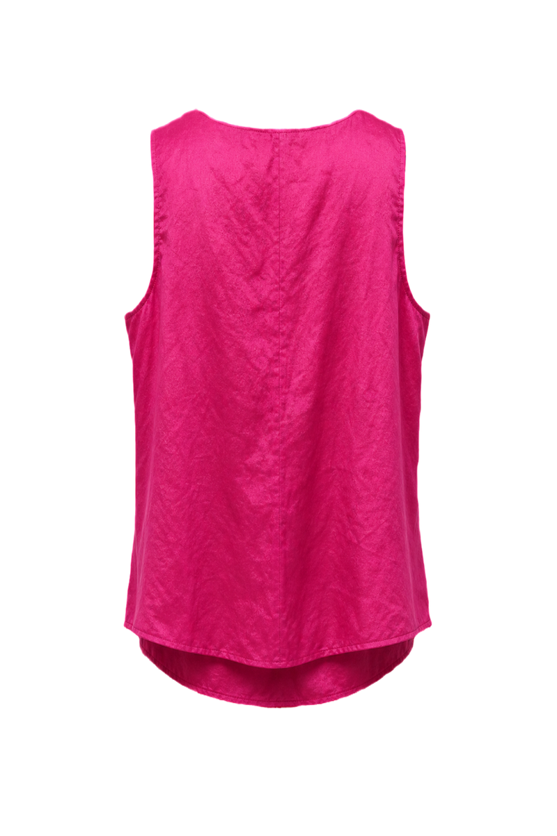 1980s Bright Pink Cotton Blend Tank Top - Back View