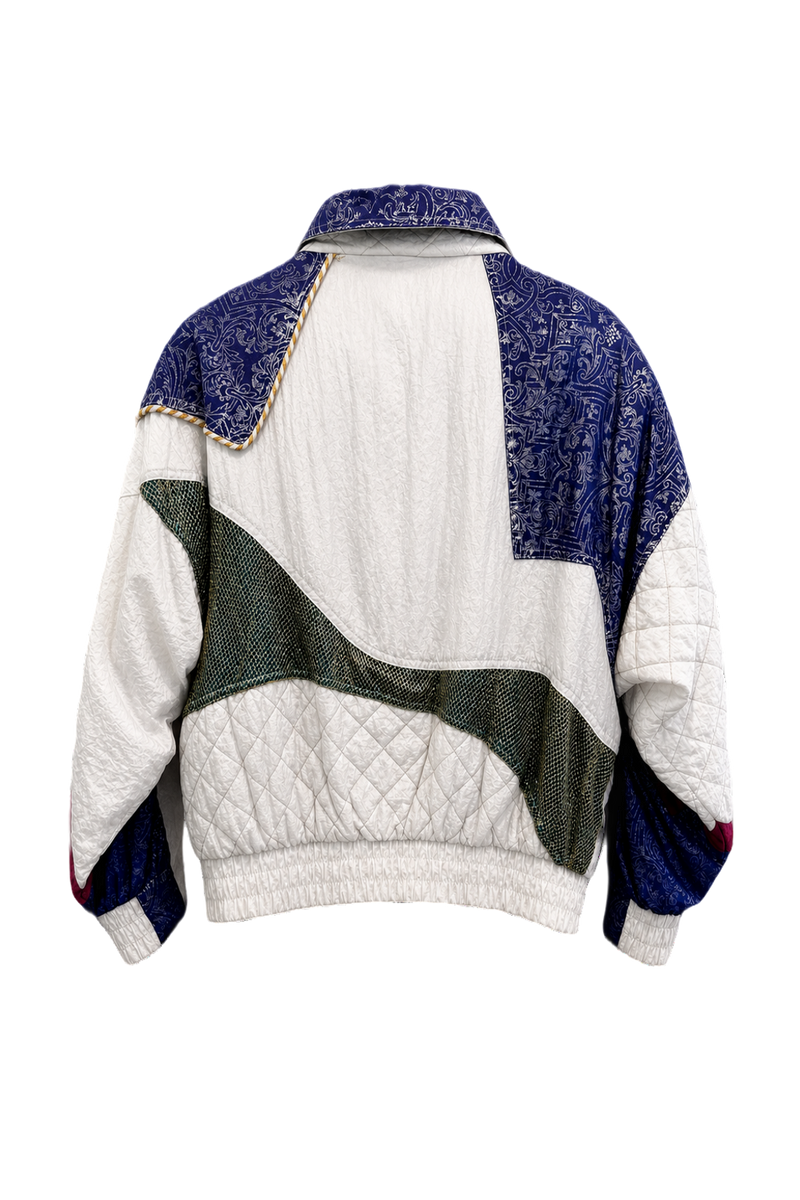 1980s White Polyester Bomber Jacket - Back View