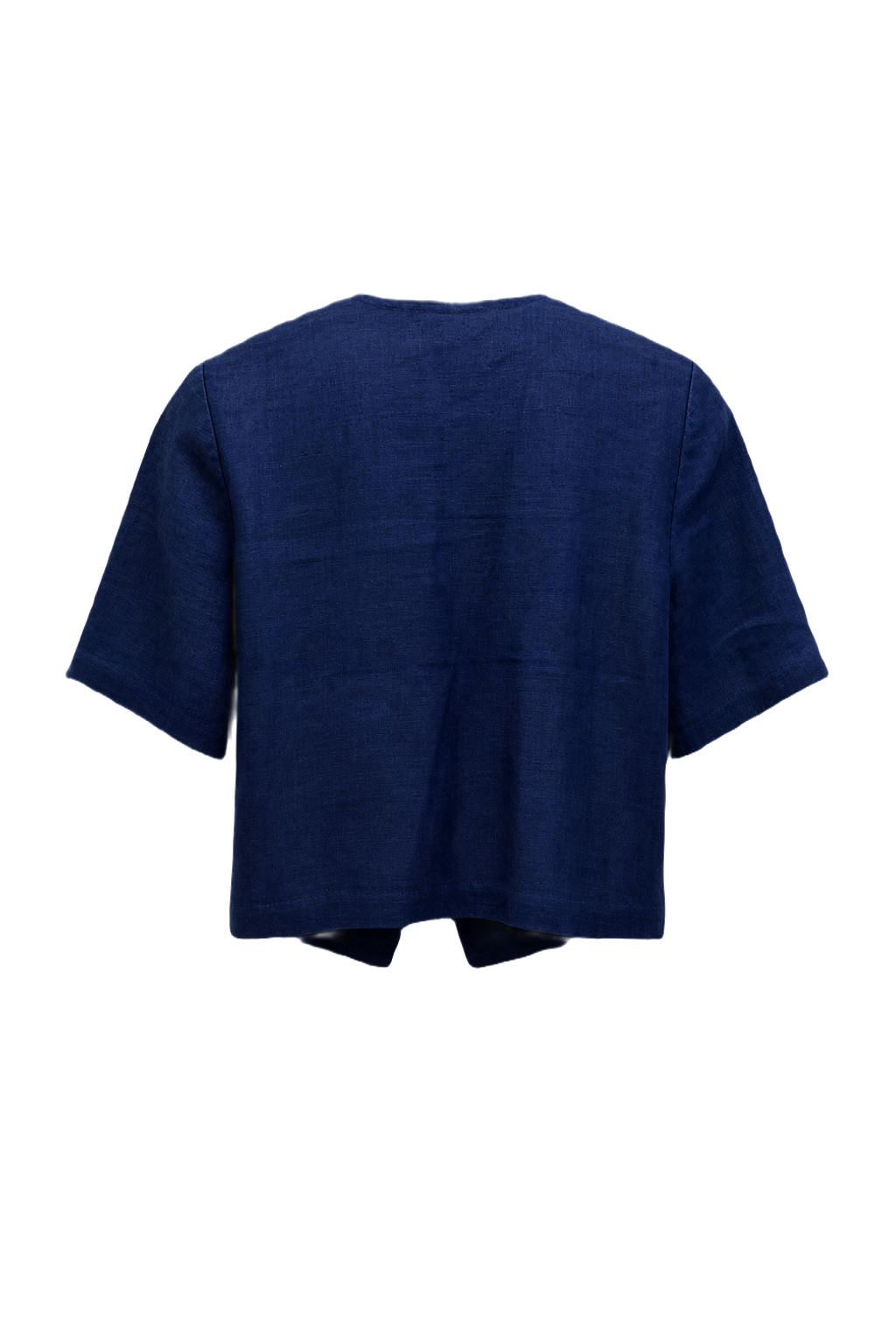 1950s Navy Blue Linen Blend Jacket - Back View