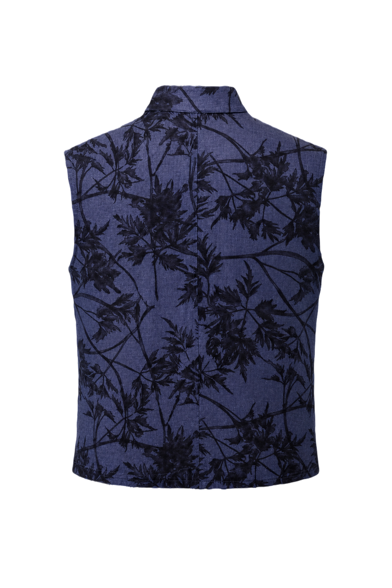1970s Blue Cotton Vest - Back View