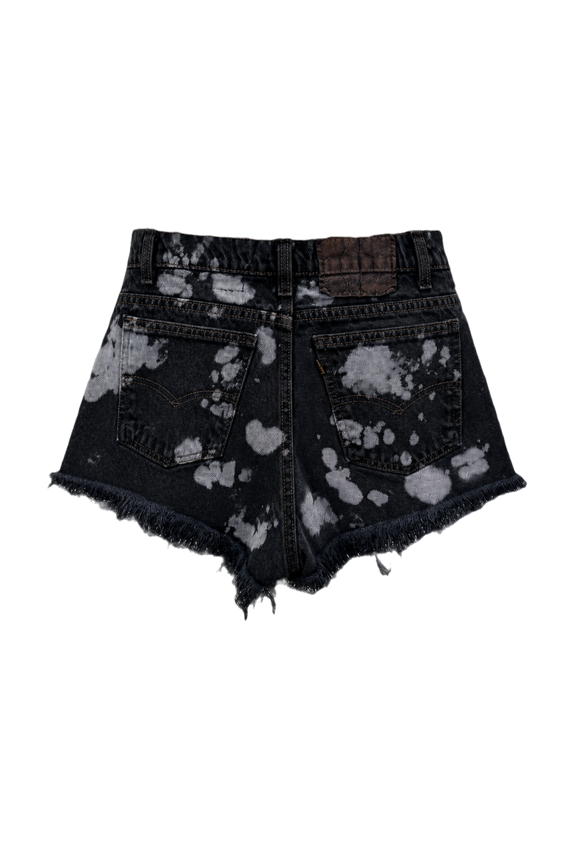 1990s Black Denim High-Rise Shorts - Back View