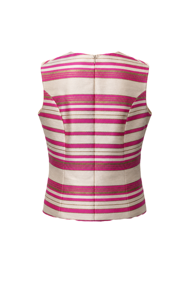 1960s Ivory Pink Unknown Blouse - Back View