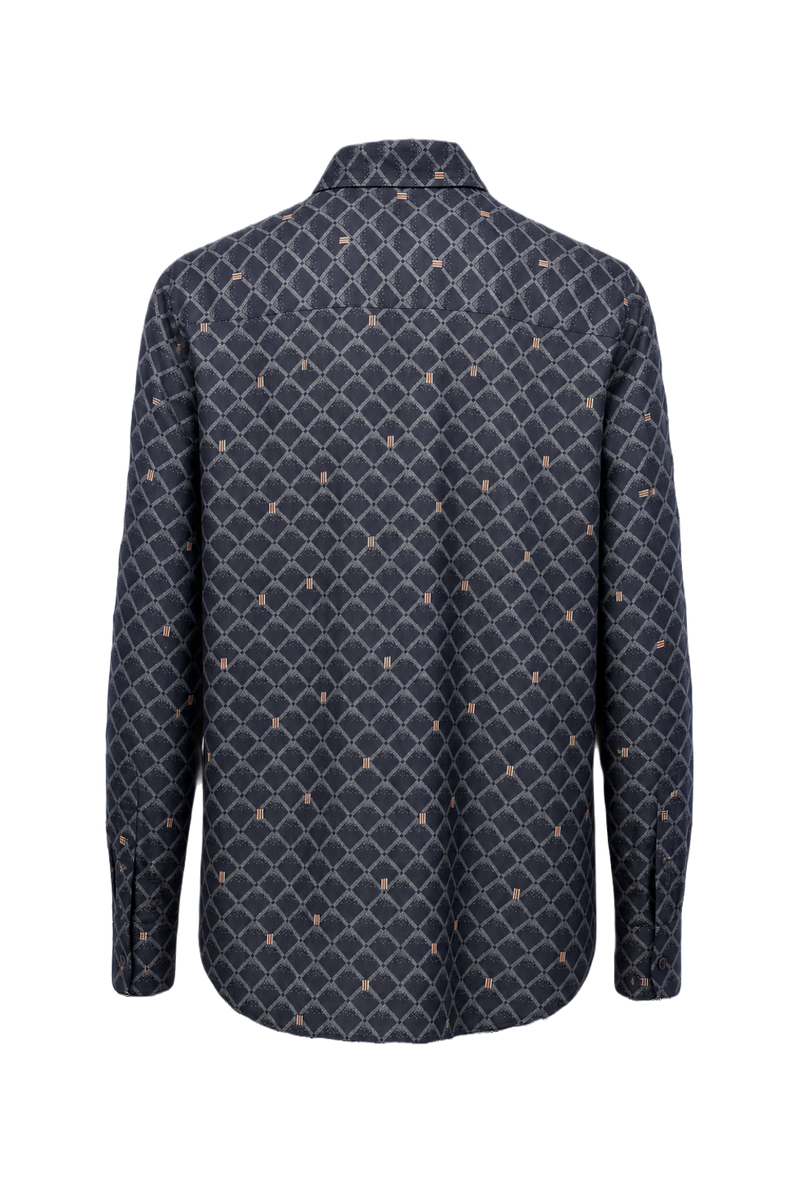 1980s Navy Blue Cotton Shirt - Back View