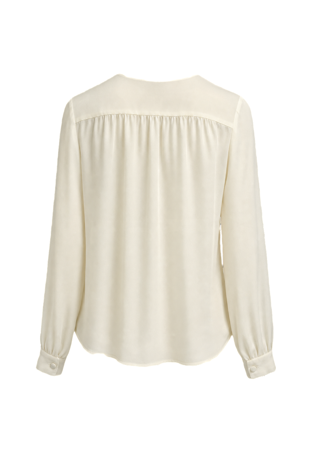 1980s Cream White Silk Blouse - Back View