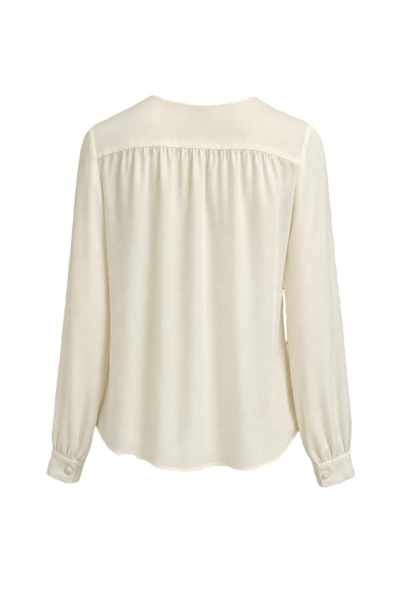 1980s Cream White Silk Blouse - Back View
