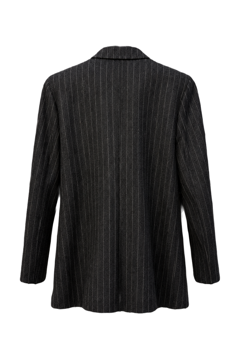 1980s Charcoal Grey Wool Blazer - Back View