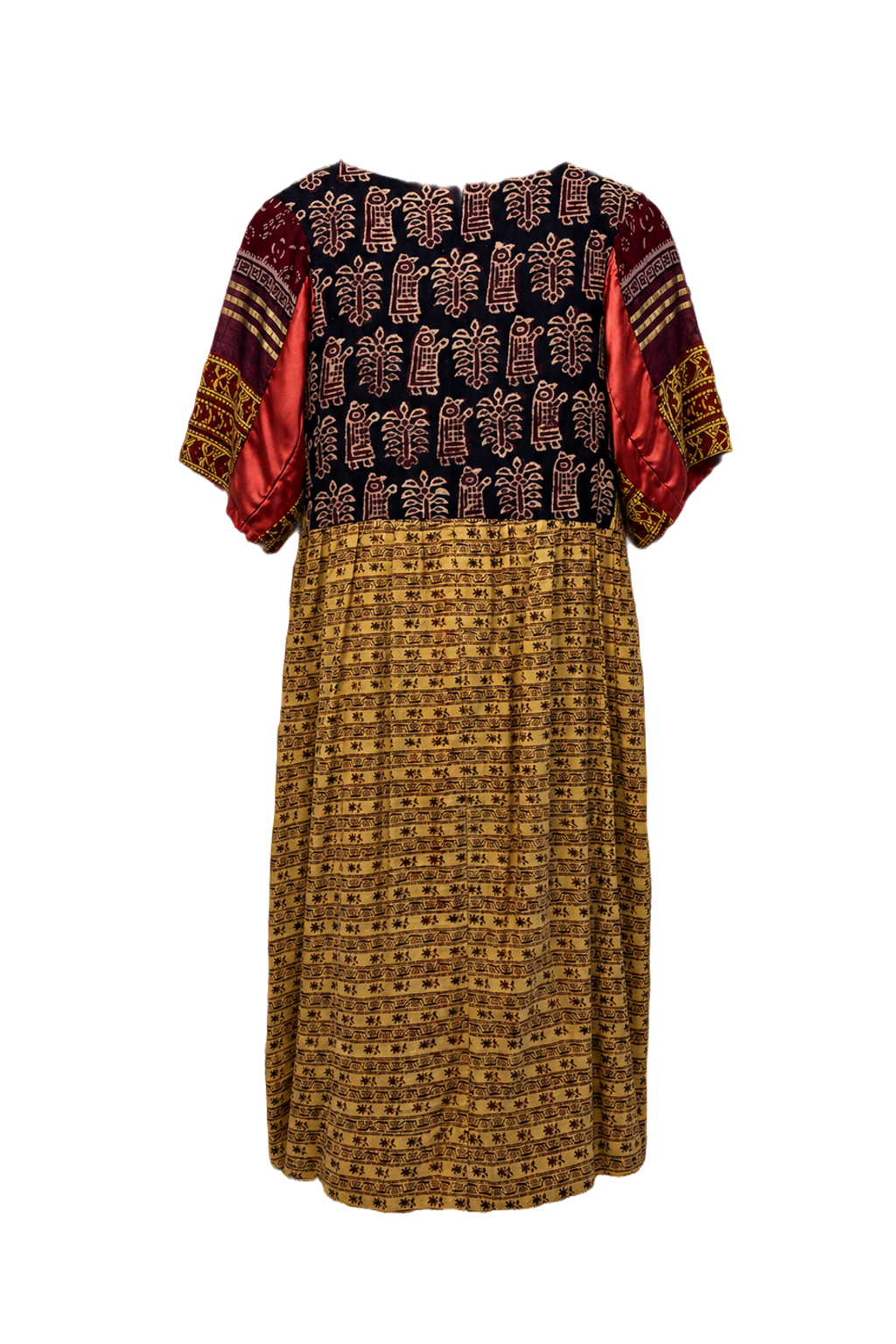 1970s Burgundy Cotton Blend Dress - Back View