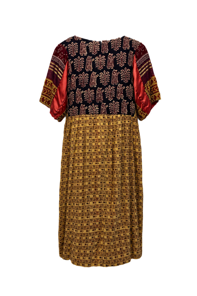 1970s Burgundy Cotton Blend Dress - Back View