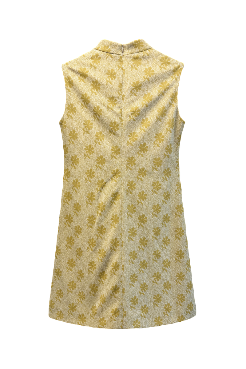 1970s Yellow Cotton Shift Dress - Back View