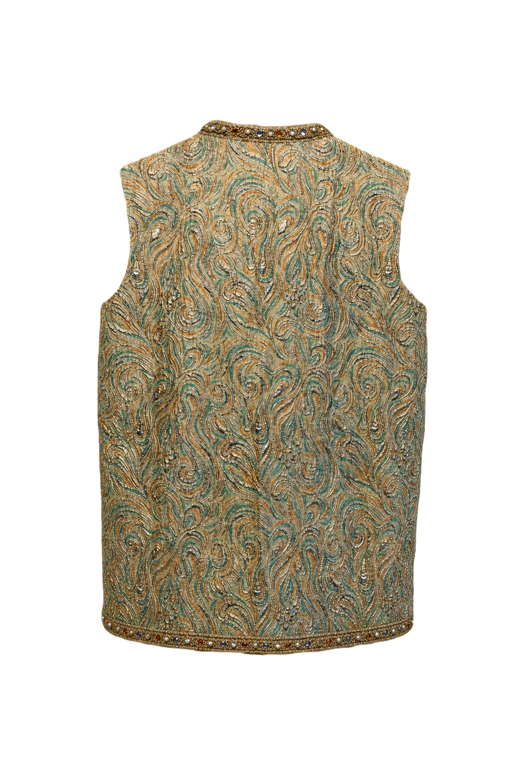 1970s Gold Brocade Sleeveless Vest - Back View