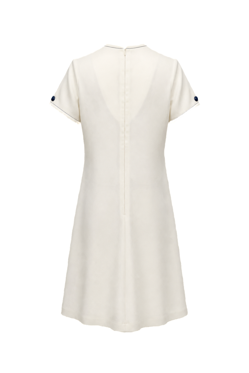 1990s White Polyester Dress - Back View