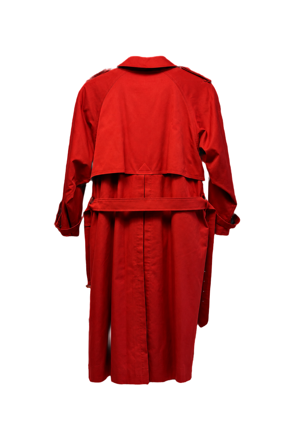 1980s Red Cotton Blend Trench Coat - Back View