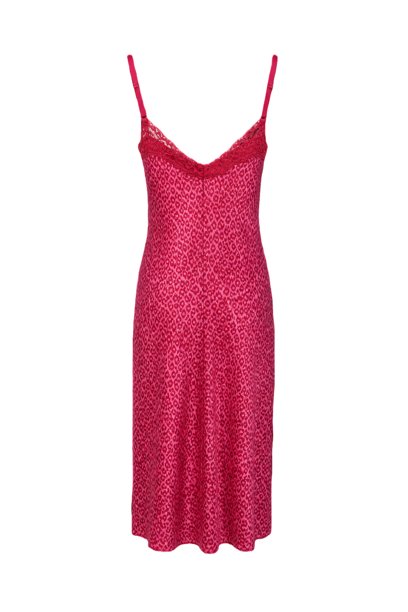 1990s Deep Pink Cotton Blend Slip Dress - Back View