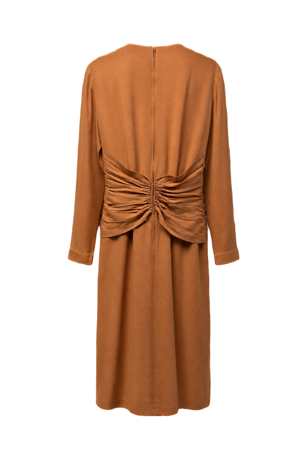 1980s Rust Orange Polyester Dress - Back View