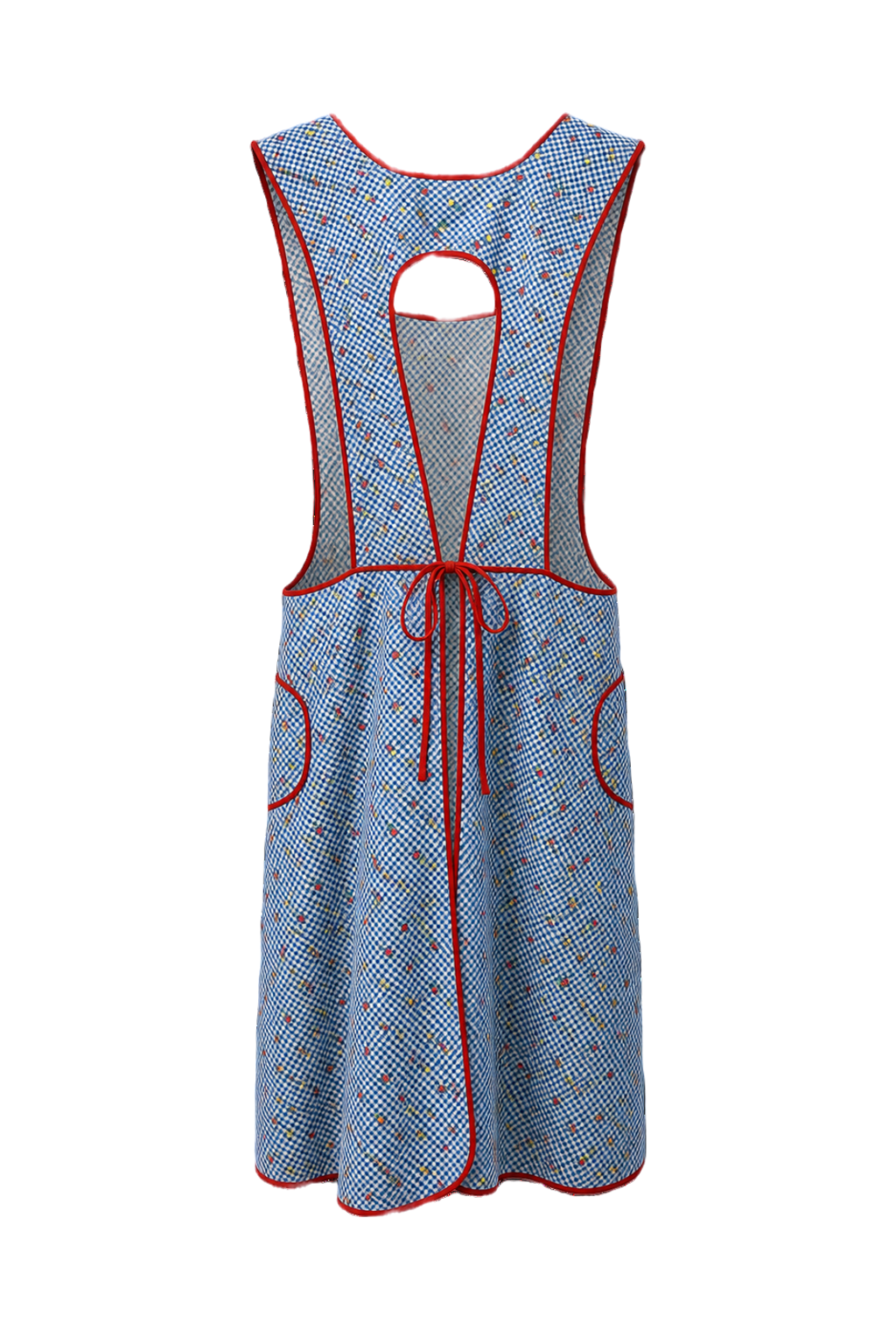 1950s Blue Cotton Pinafore Dress - Back View