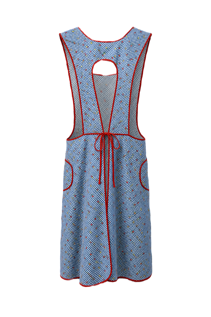 1950s Blue Cotton Pinafore Dress - Back View