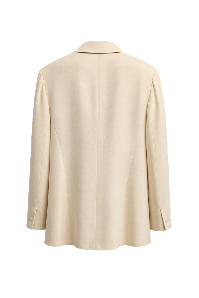 1980s Cream Wool Blend Blazer - Back View