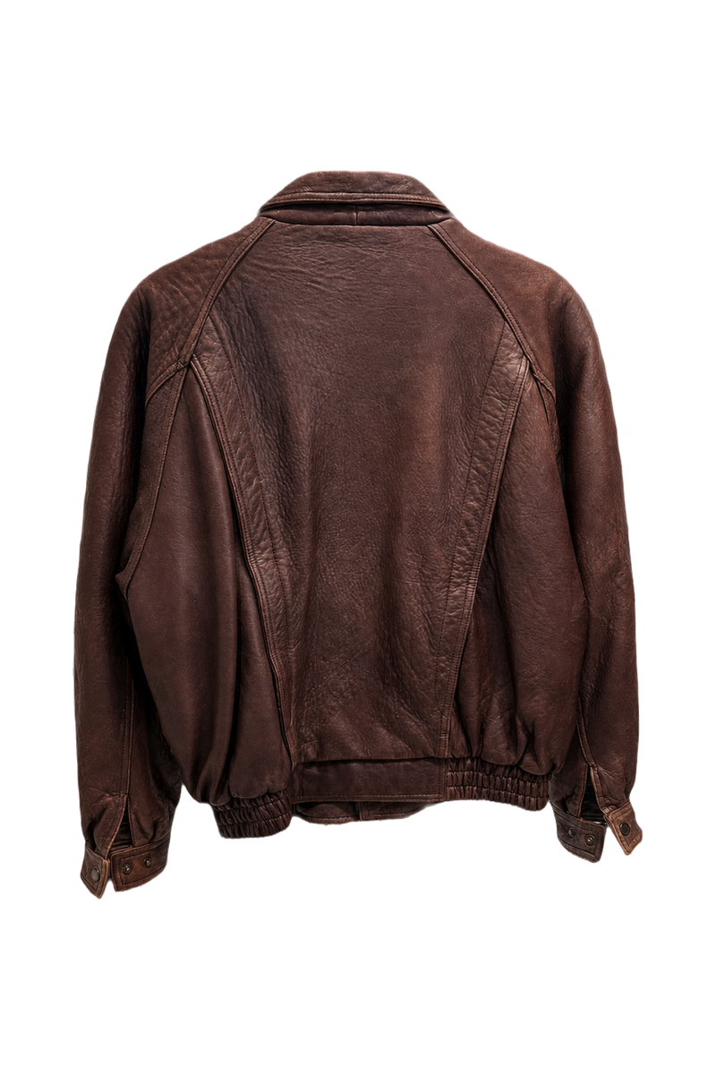 1970s Brown Leather Jacket - Back View