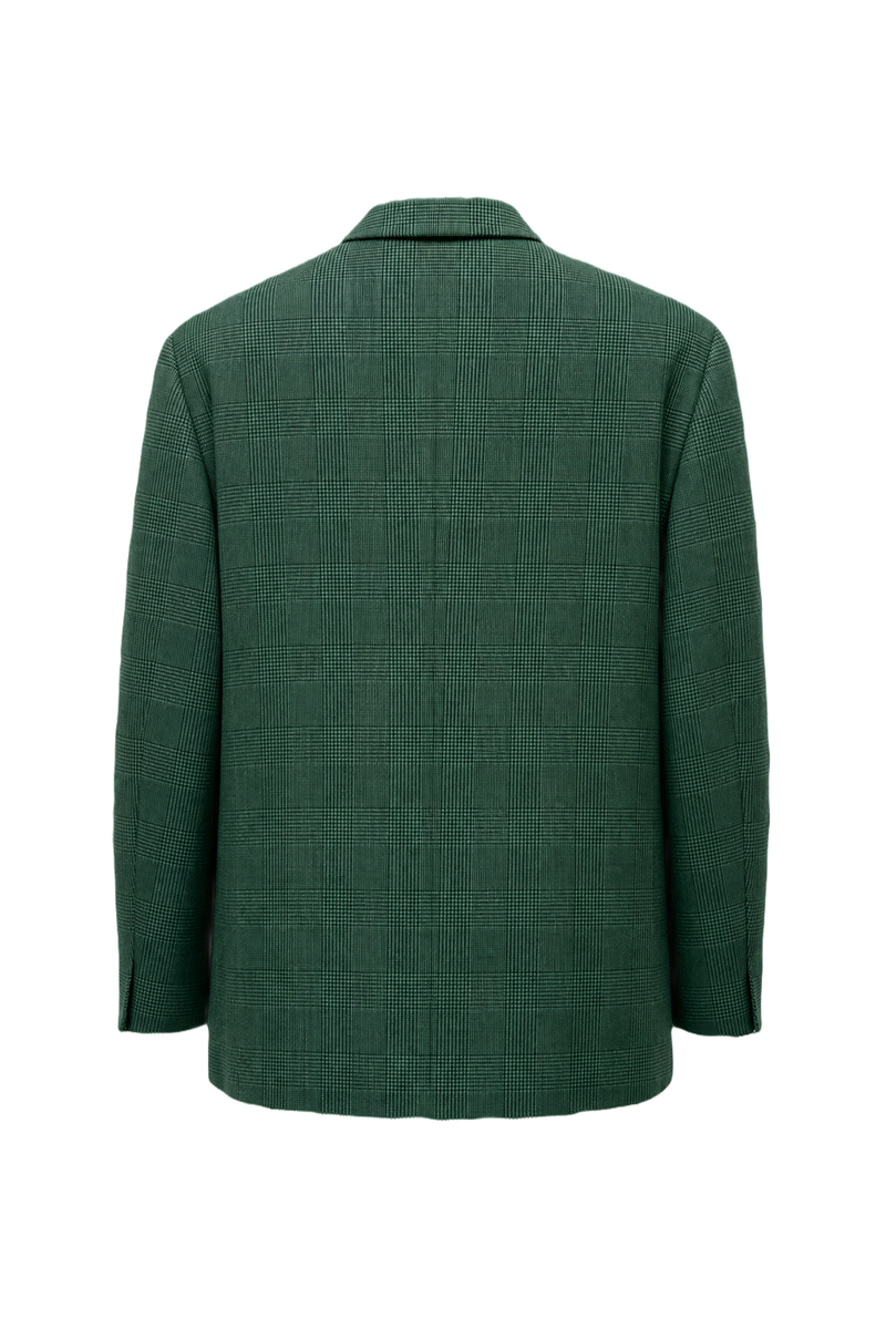 1970s Green Wool Blend Blazer - Back View