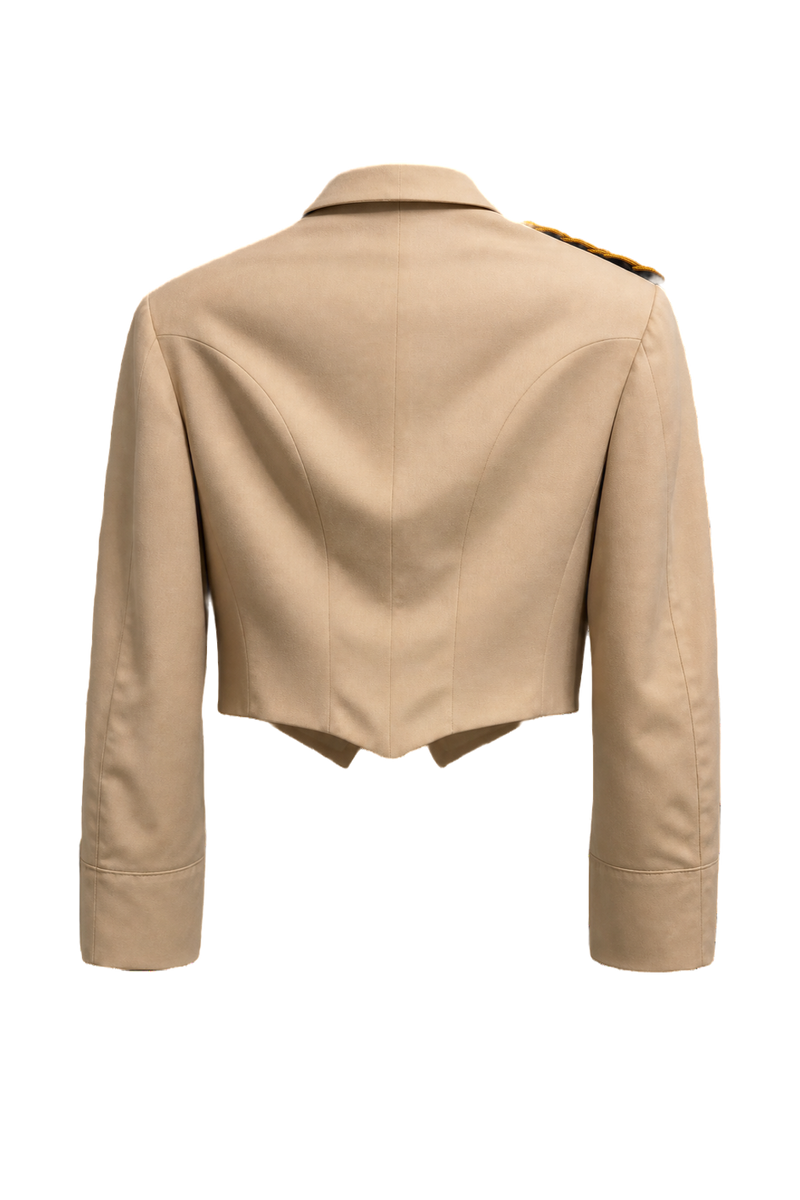 1940s Cream Wool Blend Jacket - Back View