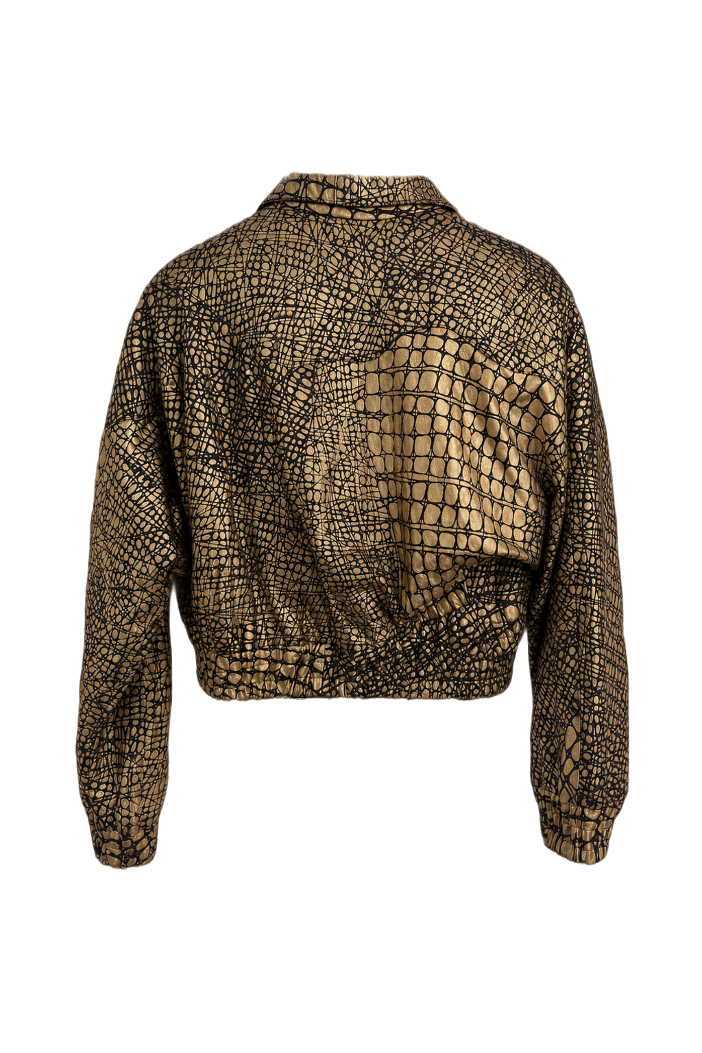 1980s Metallic Gold Synthetic Blend Jacket - Back View