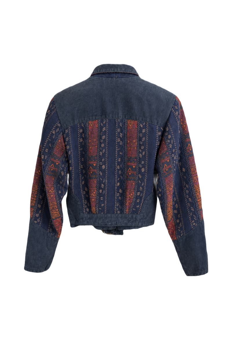 1970s Navy Blue Suede Jacket - Back View