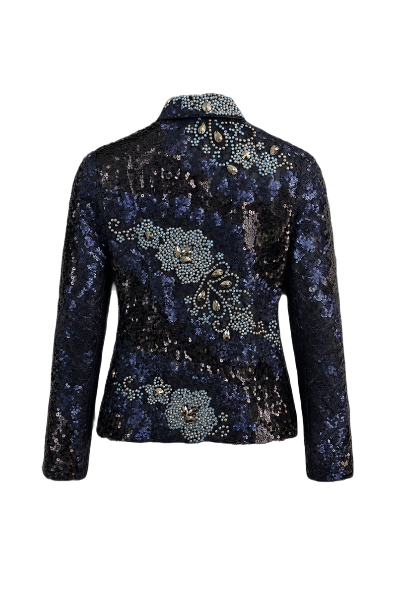 1980s Black Polyester Jacket - Back View