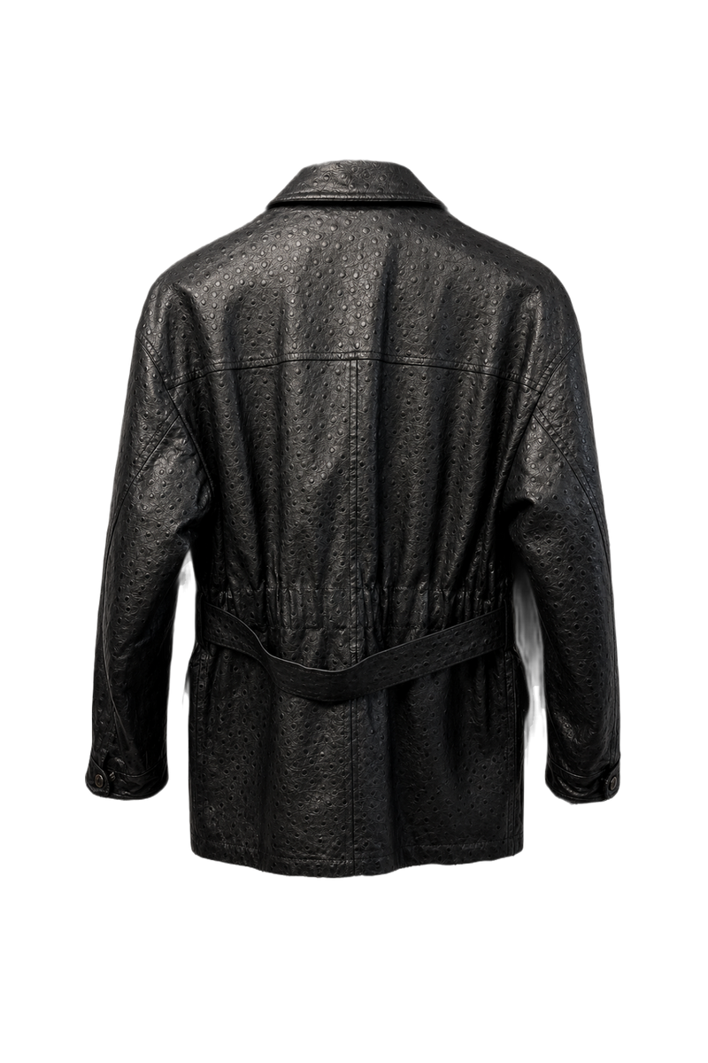 1990s Black Leather Jacket - Back View