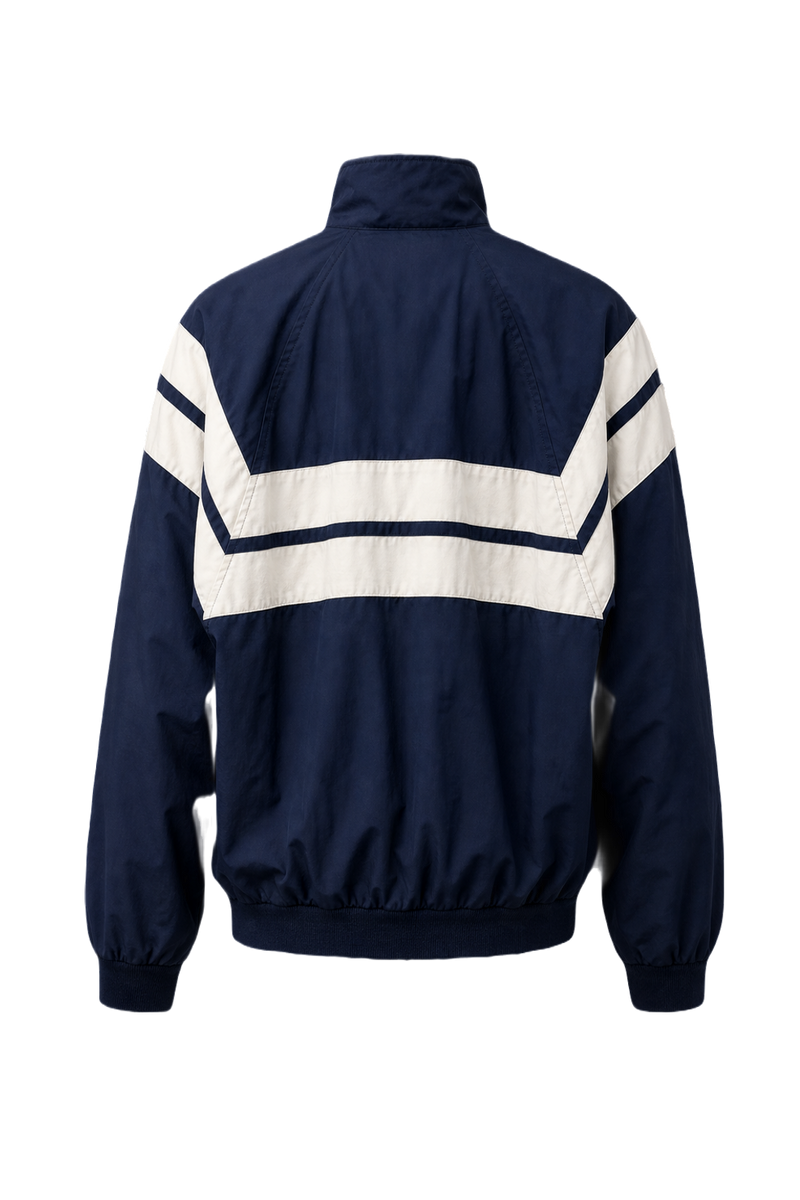 1980s Navy Blue Synthetic Blend Jacket - Back View
