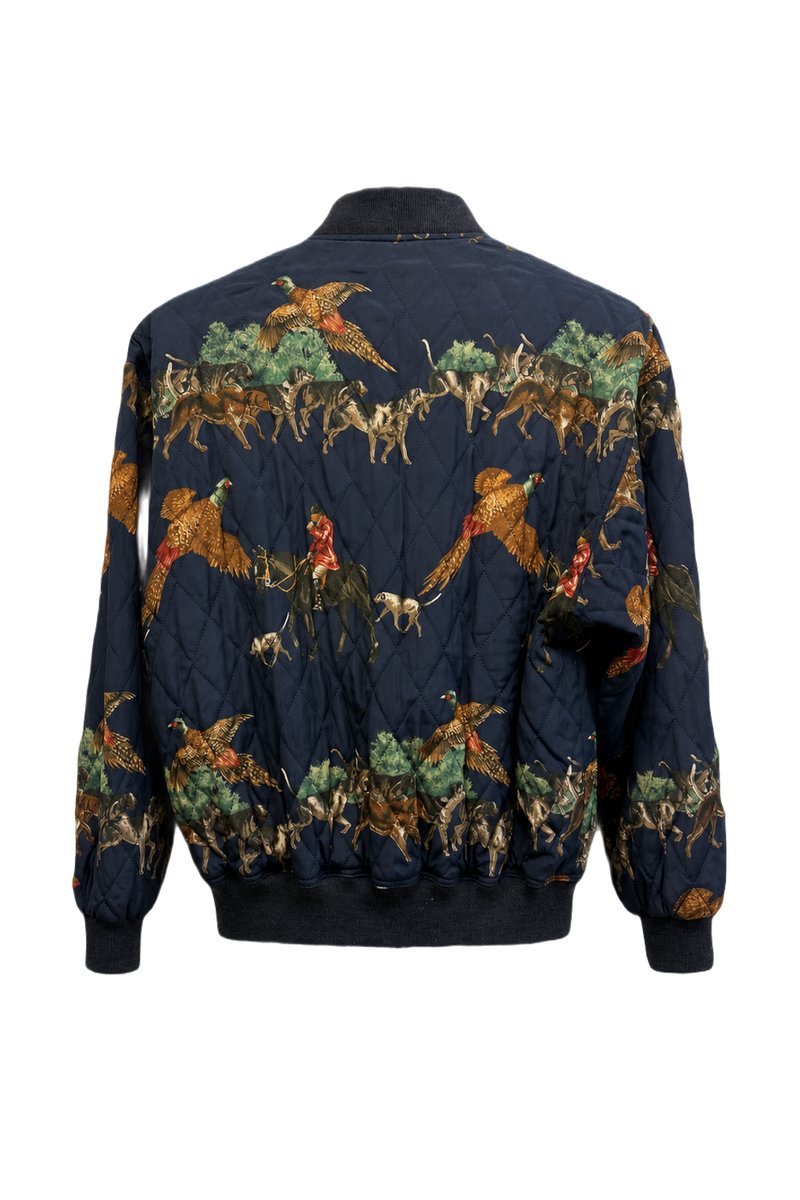 1980s Navy Blue Synthetic Blend Jacket - Back View