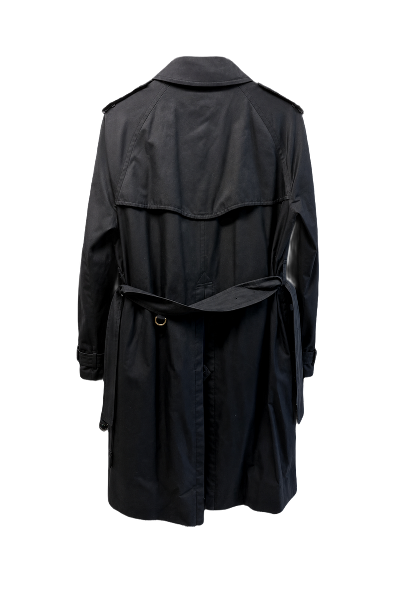 1980s Navy Blue Cotton Blend Trench Coat - Back View