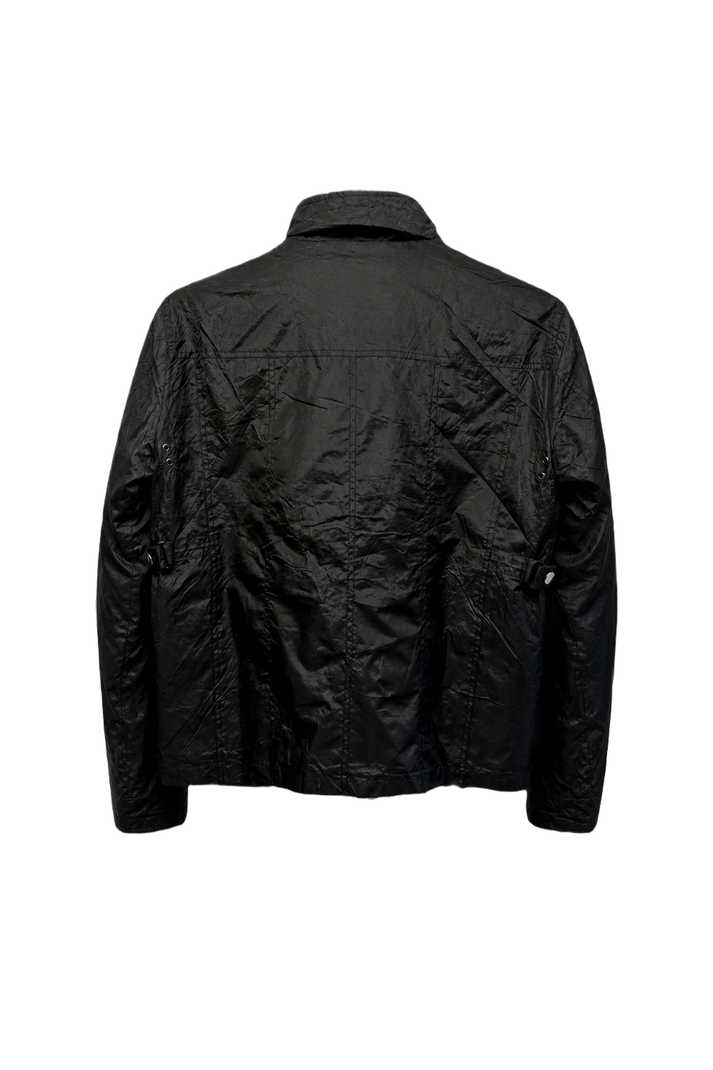1980s Black Synthetic Jacket - Back View