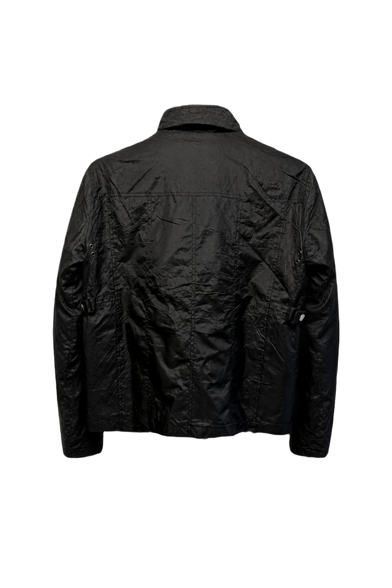1980s Black Synthetic Jacket - Back View