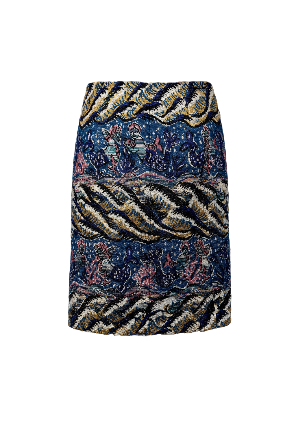 1990s Blue Woven Textile Skirt - Back View