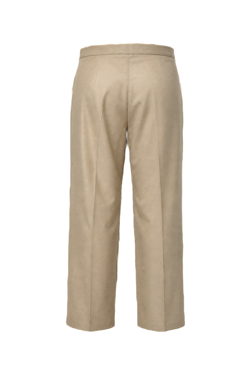 1980s Beige Cotton Blend Trousers - Back View
