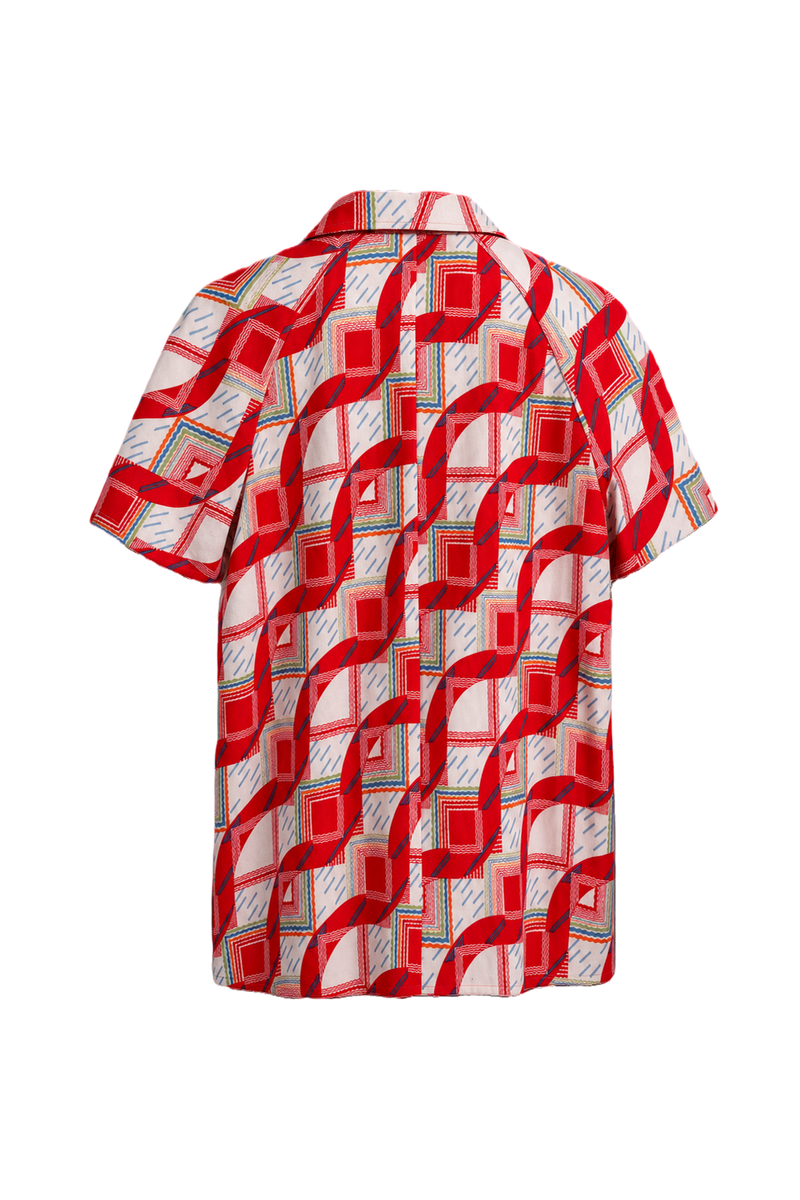 1960s Red Synthetic Blend Blouse - Back View