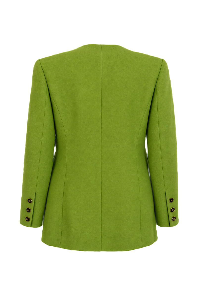 1990s Lime Green Wool Blend Blazer - Back View